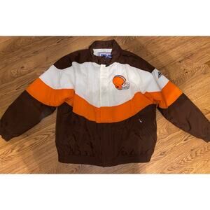 Vintage 90s Apex One Pro Line Authentic Cleveland Browns Colorblock Jacket XL
